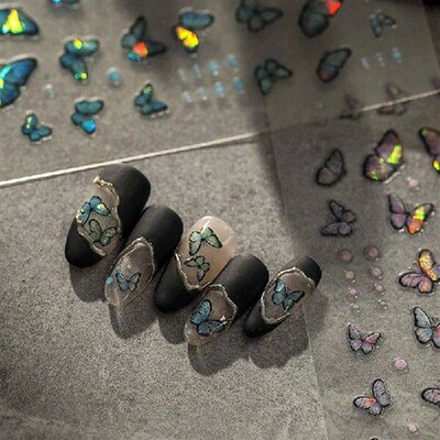 1 Sheet Kawaii Butterfly Nail Stickers Luxury Glitter