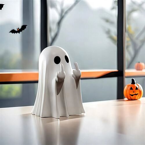 Middle Finger Cute Ghot Statue, Ghot Small Scary Ghot Figuri