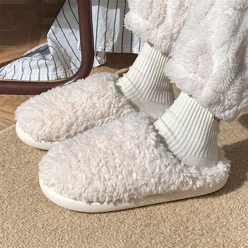 Japanese Fashionable Household Warm Toe-cap Plush Slippers F