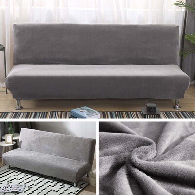 Plush Fabric Fold Armless Sofa Bed ver Folding Seat Slipver