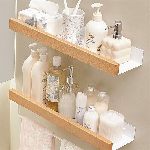 wood Bathroom Storage Shelves,Wooden bathroom Rack Wall-Mou