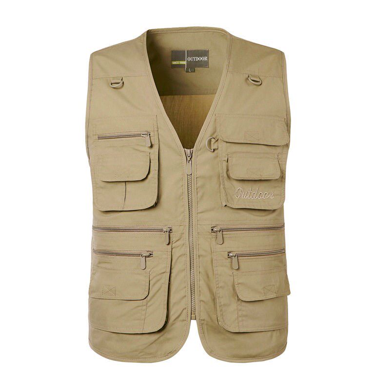 4 Wear Middle-aged Mens Multi-pocket Thin Waistcoat Leisure图片