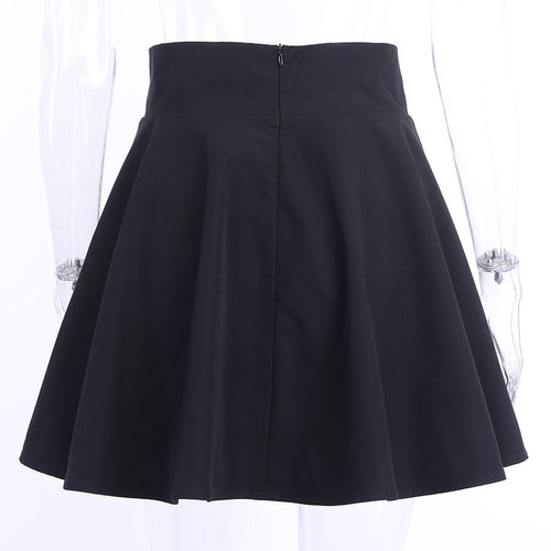 High Waist Pleated Mini Skirts Women Gothic Punk Black Lace