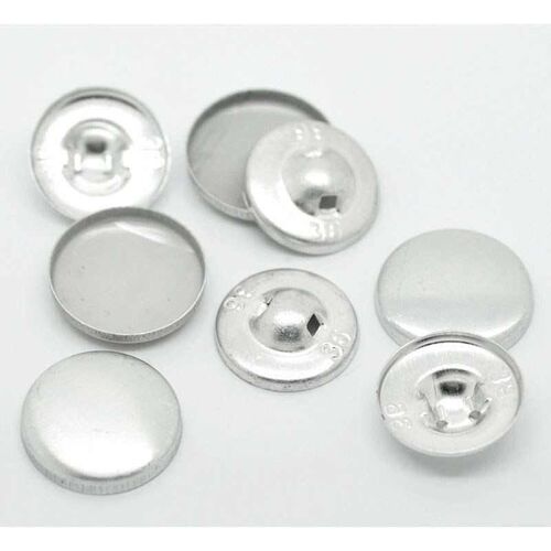 100 Sets Aluminum Tone Backs Cover Metal Buttons 21mmx21mm(7