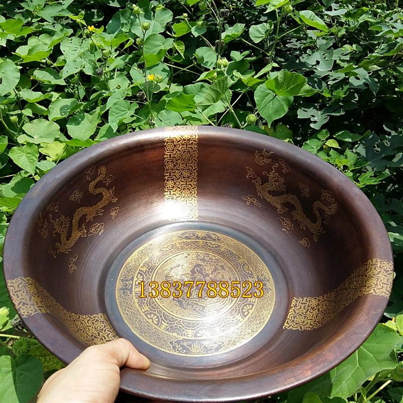 手工复古铜盆龙凤铜盆水盆脸盆洗手盆脚盆中式结婚嫁妆黄铜盆家用,家居饰品,装饰摆件,淘宝优惠券,粉丝福利购,淘宝优惠卷