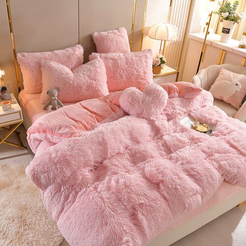 Plush Plush Plush Padded Warm Mink Velvet Four-piece Crystal