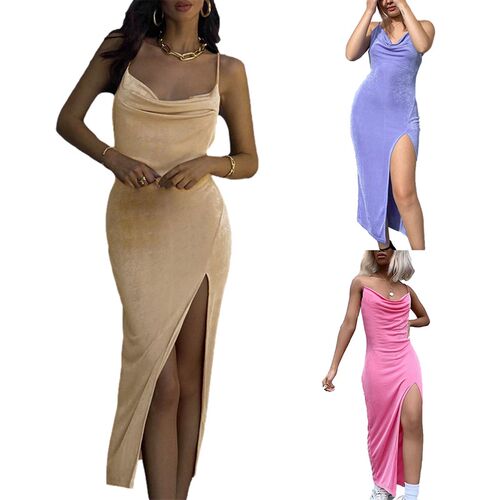 Female Slip Dress Summer Solid Color Sleeveless Spaghetti