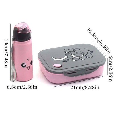 1Set Lunch Box With 400ml Kettle Set  Tangular Divider Easy