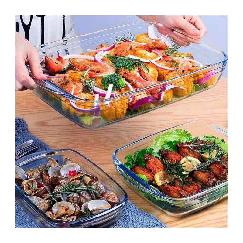 Toughened Pyrex baking tray family fish dish oblong for oven图片
