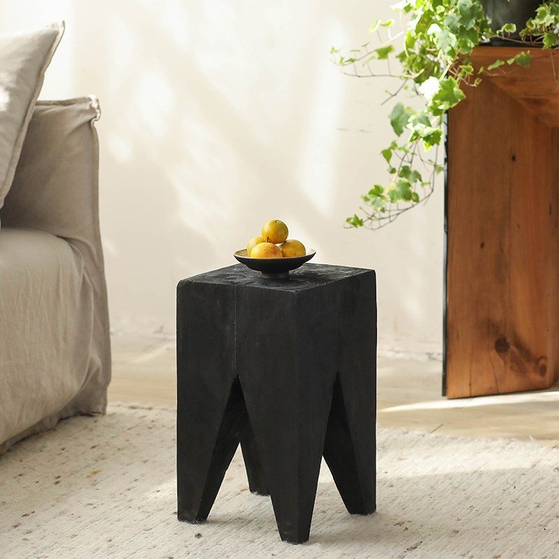 侘寂风黑色实木四脚矮方凳小边几民宿装饰复古做旧沙发小茶几,家居饰品,家饰软装搭配套装,淘宝优惠券,粉丝福利购,淘宝优惠卷