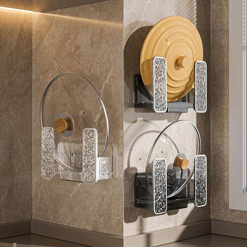 Wall-mounted multifunctional pot lid holder and kitchen stor