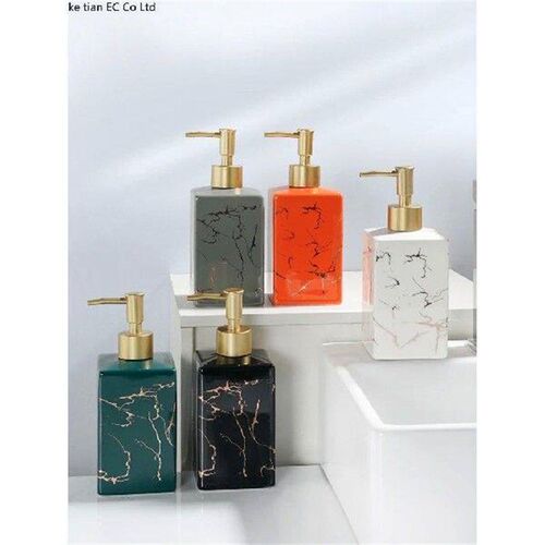 Light luxury marbled ceramic manual soap dispenser lotion