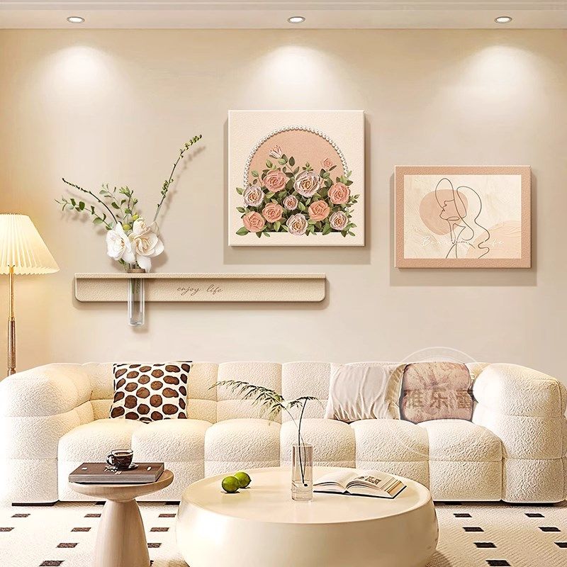 花卉奶油风客厅装饰画水培绿植沙发背景墙挂画高级感2025新款壁画,家居饰品,现代装饰画,淘宝优惠券,粉丝福利购,淘宝优惠卷