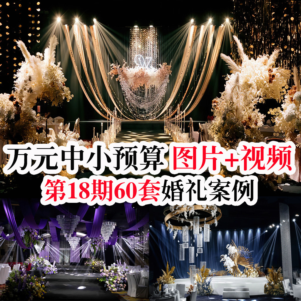 经典小众中小预算酒店韩式婚礼婚庆现场图片配套视频婚礼案例素材