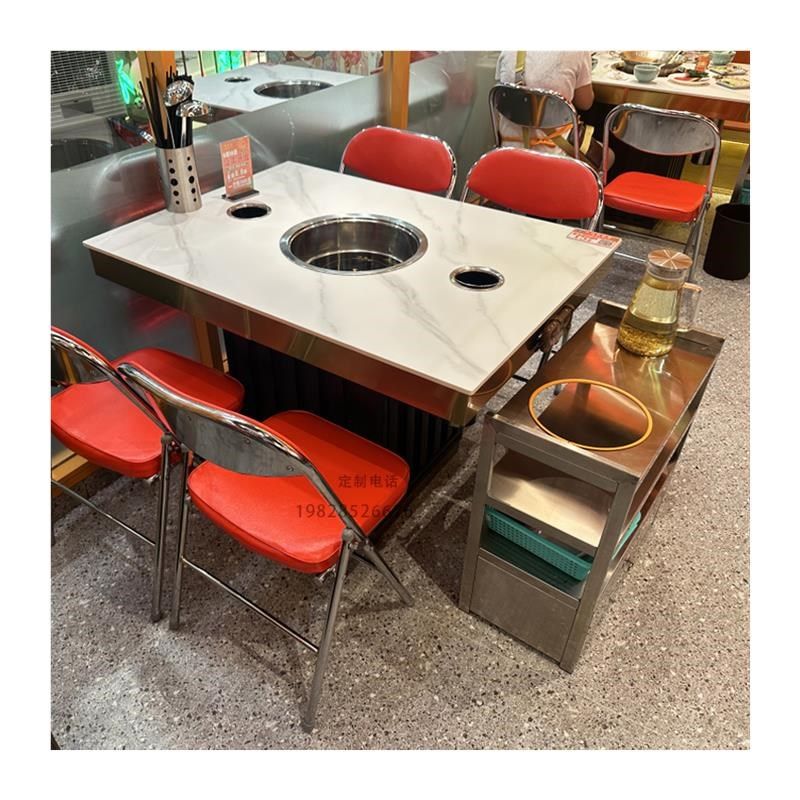 岩板火锅桌子电磁炉一体无烟净化烤肉串串香饭店桌椅定制商用,商业/办公家具,火锅桌,淘宝优惠券,粉丝福利购,淘宝优惠卷