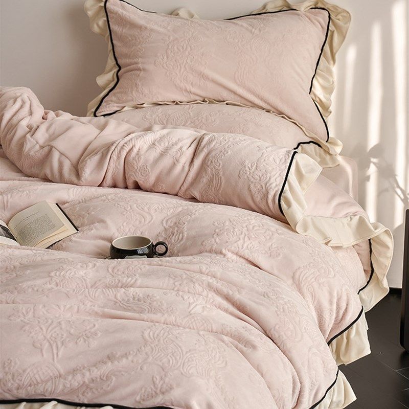 恒洽家纺保暖雕花加厚款四件秋冬法式复古风被床上用品,床上用品,床品套件/四件套/多件套,淘宝优惠券,粉丝福利购,淘宝优惠卷