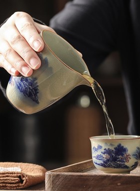 秦艺家用老陶泥茶具装家用高档办公室陶瓷盖碗泡茶功夫茶杯送礼