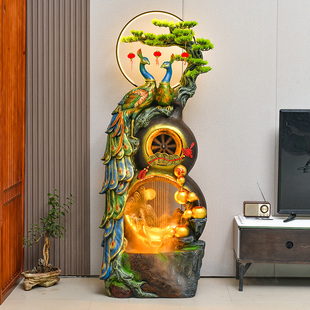 中式 饰办公室开业送礼 流水假山喷泉招财摆件家居循环水景观客厅装