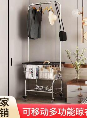 可移动衣加厚推车简收易衣帽晾架落地家用卧室挂77417衣架纳篮服