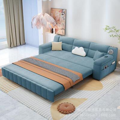 发多床功能两用奶油风家用绒布现PRD代款可拆洗沙办公室客厅新小