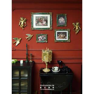 $p$%p壁 饰挂片Fh ?复照古欧相法式 绿色浮雕框画框家居民宿墙面装