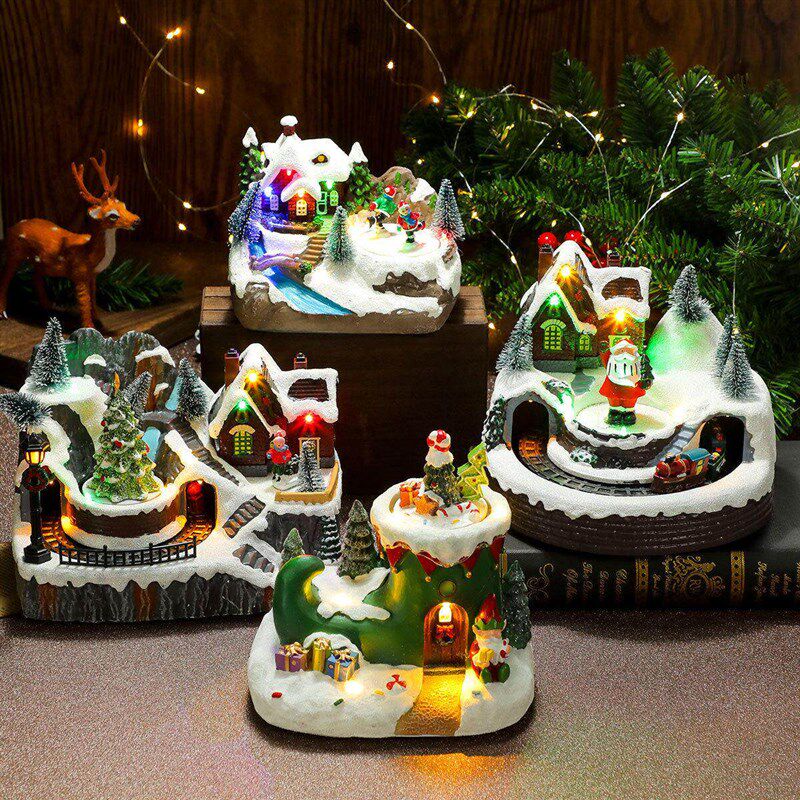 Rotating Train Music Box - LED Light Up Christmas Gift圣诞