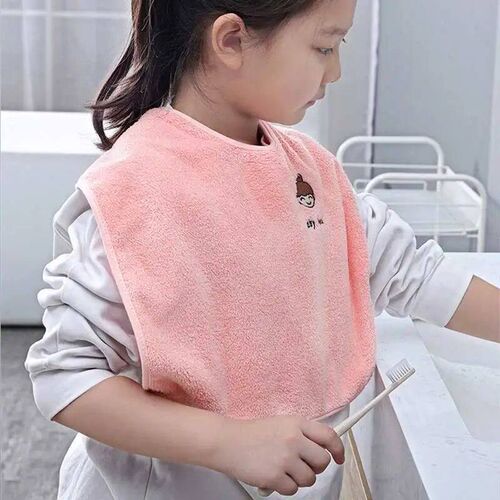 1/2PCS Tooth Brushing Bib Anti-dirty Coral Fleece Feeding Su