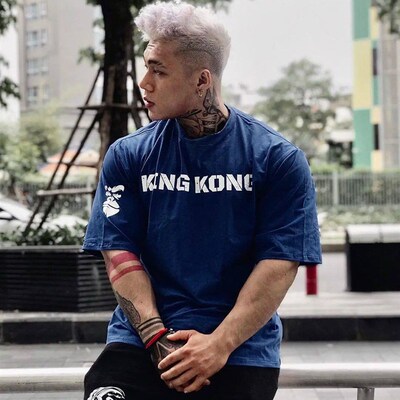 Men Tshirt Cotton Loose Fit Casual Streetwear Workout Fashio