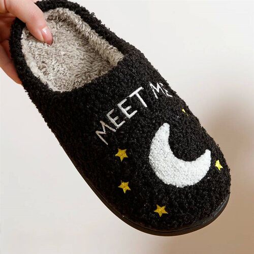 Fashion Winter Slippers Midnight Women Moon and Clock