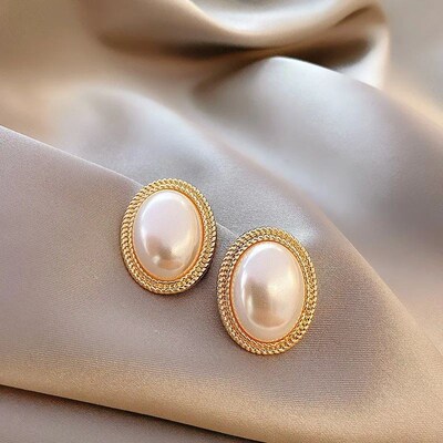 Imitation Pearl Zircon Retro Elegant Irregular Oval Square H
