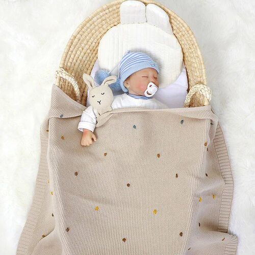 Baby Blanket Cotton Knit Newborn Girl Boy Crib Quilt Bedding