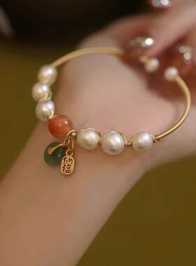 Beaded Bracelet Women Pearl Jewelry Hong Kong Style Retro Ch