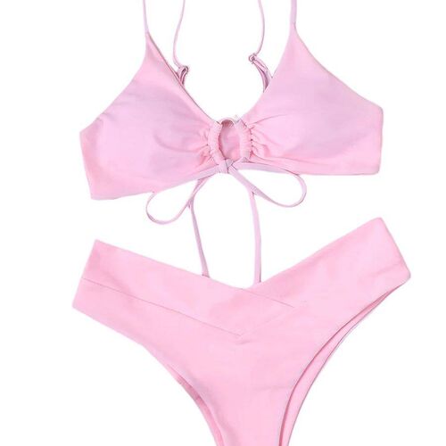 Women s Floral Print High Waist Bikini Set Vintage Ruffled B