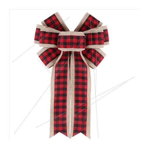 Fine linen plaid Christmas bow pendant decorative bow蝴蝶结