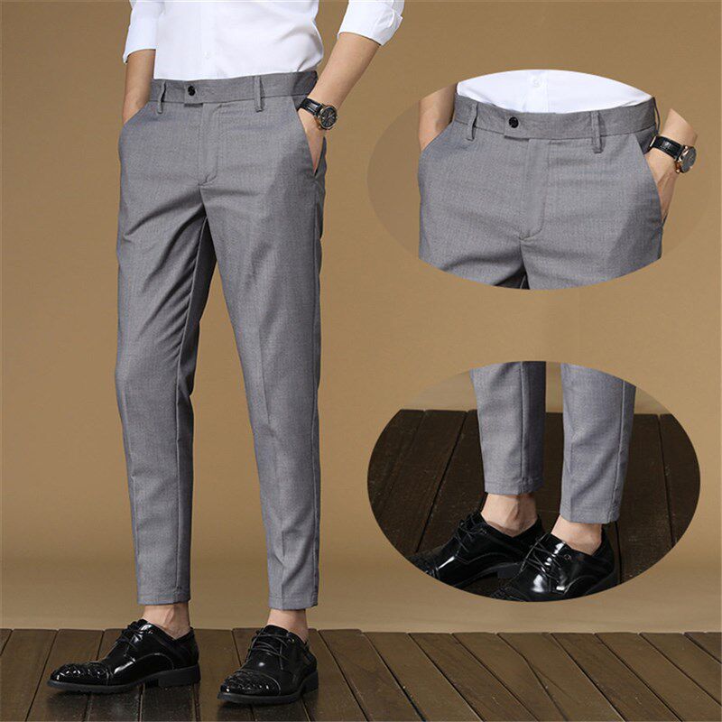 Mens Non-ironing Pants Mens Pants With Small Feet Draping - 实物图
