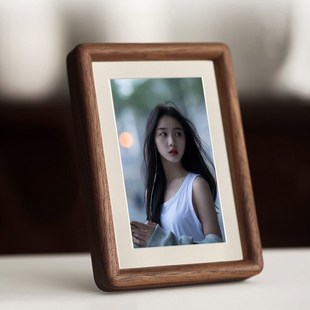黑胡桃实木洗照片做成相框摆台结婚登记照冲印寸8高级感定制diy