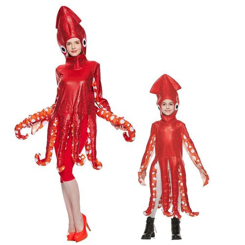 Funny Family Squid Costume Red Octopus Sponge Jumpsuits For