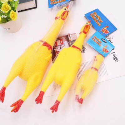 Squeaking Pet Toy - Large Yellow Screaming Chicken, Prank To