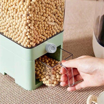 Transparent Grain Tank With Measuring Cup Dustproof Sealed