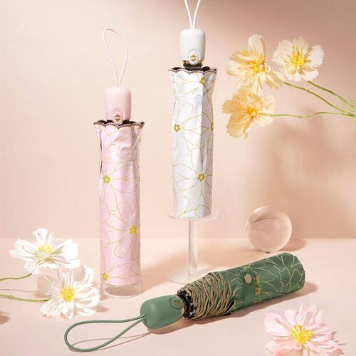 Three-fold Automatic Folding Umbrella Vinyl Hot Stamping Plu