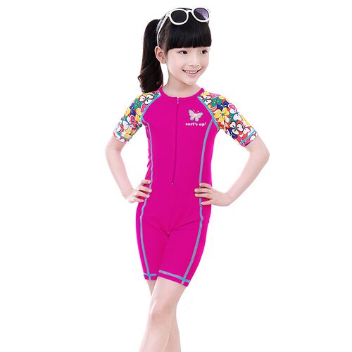 BAOHULU Print Short Sleeve Girls Swimwear One Piece UPF UV50