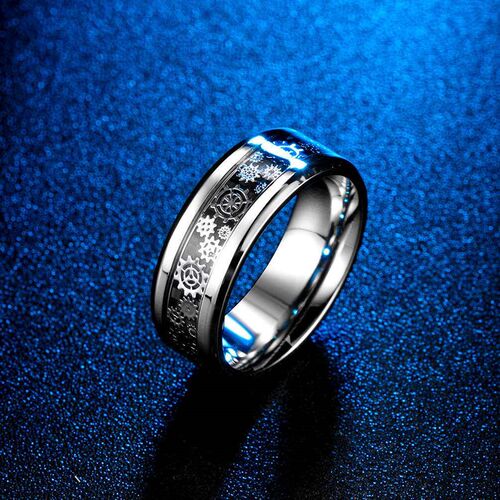 Titanium steel inlaid mechanical gear carbon fiber ring new