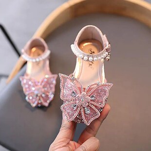 Fashion Sandals Girls Rhinestone Bow Sequins Summer