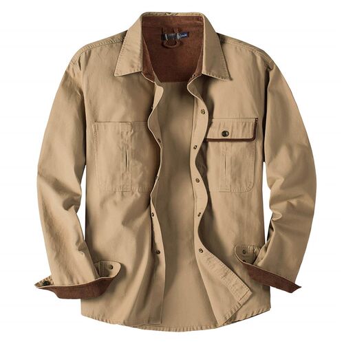 Mens workwear shirt, lapel corduroy top, plus size