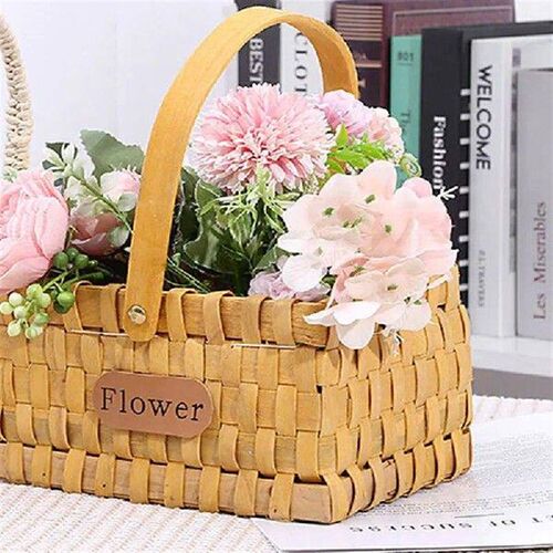 Woven Flower Basket Portable Rattan Storage Basket Girl