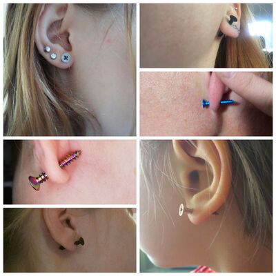 2PC Punk Men & Women Stud Earring Anti Allergic Stainless St