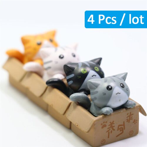 Kawaii Mini Cat Ornament Garden kitten statue Gift For Kids