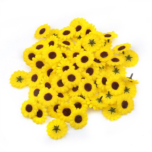 30pcs Mini Silk Sunflower Artificial Daisy Flower Head For W