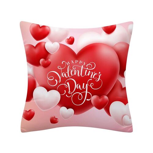 Love Heart Cushion Cover Cotton Polyester Red Printed Pillow