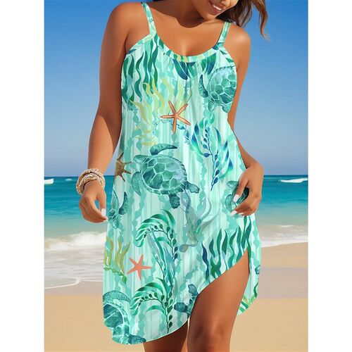 2024 Womens Summer Sleeveless   Print Casual Dress Summer